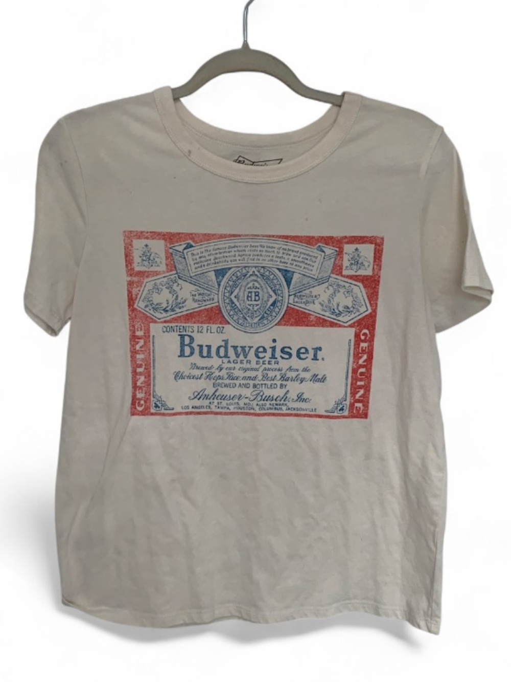 Budweiser Logo Graphic Cream Short Sleeve Tee Shirt